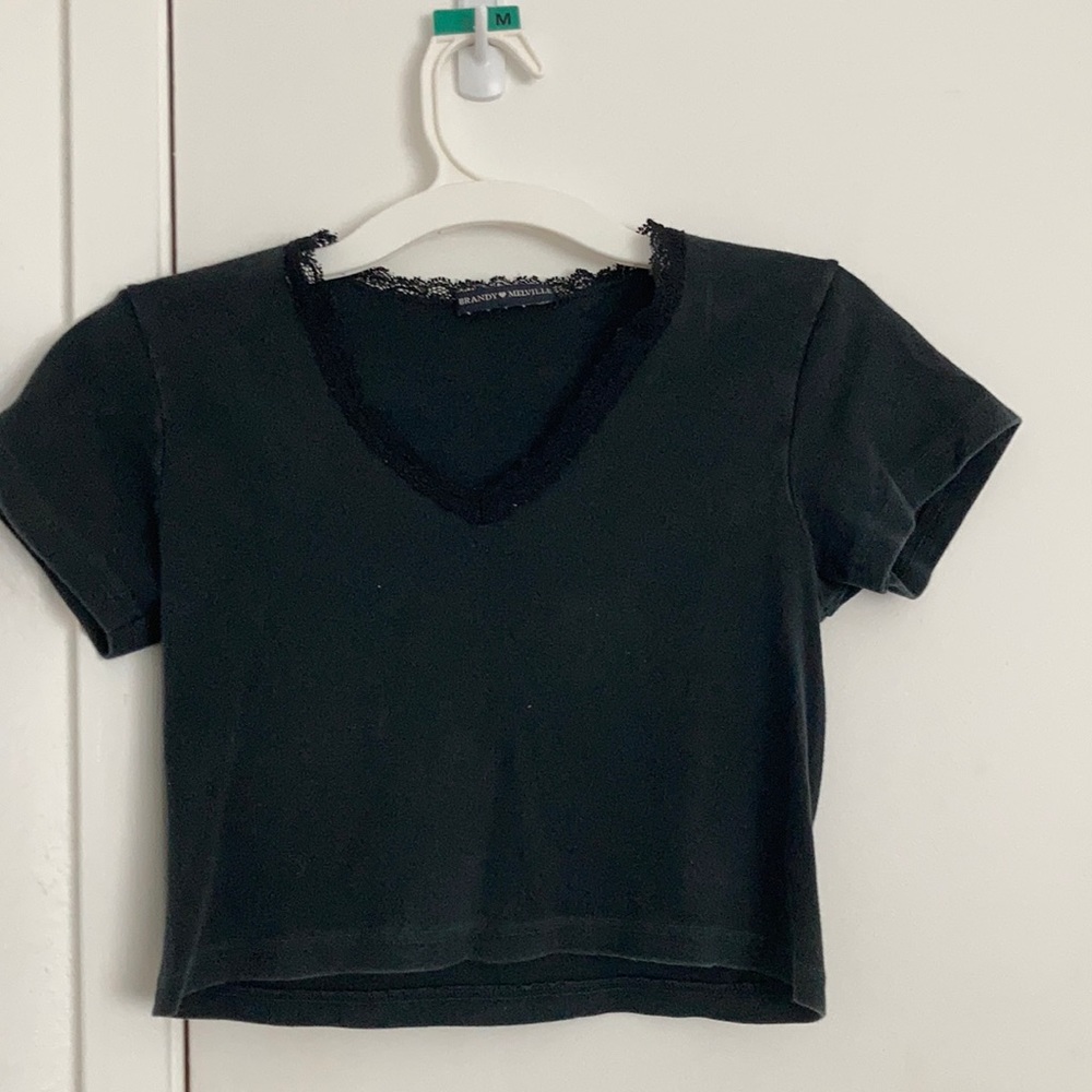 Brandy Melville lace collar black crop top